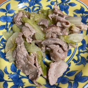 レタスと豚バラ肉の炒め物